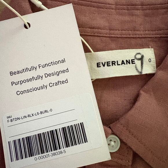 NWT Everlane The Linen Relaxed Shirt in Rose Dusk size 0 - Picture 2 of 5